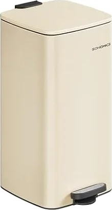 SONGMICS Mülleimer Küche, 30 Liter Tretmülleimer, Stahl, Softclose