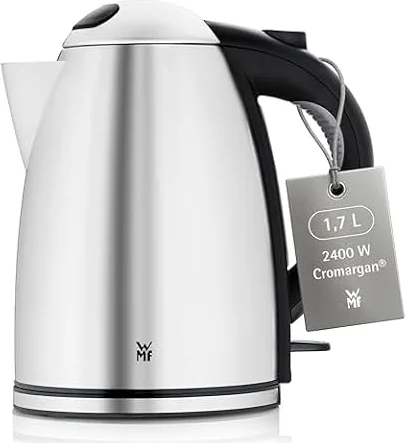 WMF Stelio Wasserkocher Edelstahl 1,7l, elektrischer Wasserkocher mit Kalkfilter, 2400 W, Wasserstandanzeige beleuchtet, Überhitzungsschutz, edelstahl matt silber