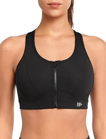 Yvette Sport BH Starker Halt Vorderverschluss,Schwarz,L