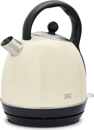 KHG WK-1711 (C) Wasserkocher Retro 1,7 L, Kessel-Wasserkocher Creme