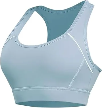 Paeceioni Sport BH Damen Ohne Bügel Starker Halt Große Brüste Push Up, Bustier Damen Gepolstert, Sport-BHS für Damen Yoga Top Sports Bra Einstellbar Fuer Fitness Training Blau(L)