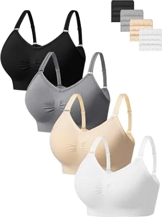 HBselect 4er BH Damen ohne Bügel Nahtloser Sports BH Seamless Bralettes