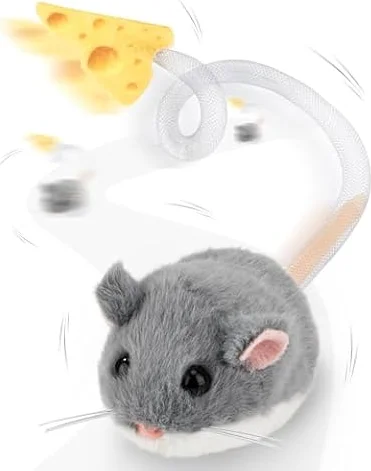 Migipaws Interaktives Katzenspielzeug, elektrisch rollende Migimaus mit wackelndem Schwanz,Intelligenter Sensor, Quietschen, Katzenspielzeug selbstbeschäftigung mit Katzenminze,wiederaufladbar