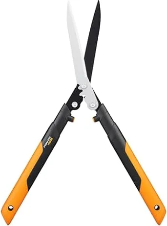Fiskars PowerGear X Getriebe-Heckenschere, Antihaftbeschichtet, Hochwertige Stahl-Klingen, Länge: 63 cm, Schwarz/Orange, HSX92, 1023631