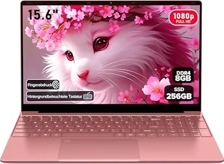 Molegar 2026 Laptop Computer Notebook,15.6" IPS FHD Display,Celeron N5100(Beats N4120/5205U CPU),WiFi5,BT5.0,USB3.0,Beleuchtete Tastatur,Fingerprint für Business Home Office und Studenten