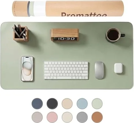 PROMATTOO XXL Schreibtischunterlage aus veganem Leder – Rutschfest, geruchsfrei & wasserabweisend – Edle Laptop-Matte mit Geschenkverpackung für Büro, Homeoffice & mehr – Keine störenden Kanten!