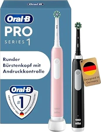 Oral-B Pro Series 1 Elektrische Zahnbürste, Doppelpack, Rosa/Schwarz
