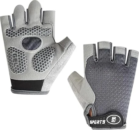 Kinder-Sporthandschuhe, Rutschfeste, Atmungsaktive Handschuhe, Handflächenschutz, Eisseide, Elastisches Mesh, Geeignet zum Radfahren, Spielen, Rollschuhlaufen und für Andere Sportarten (Grau, M)