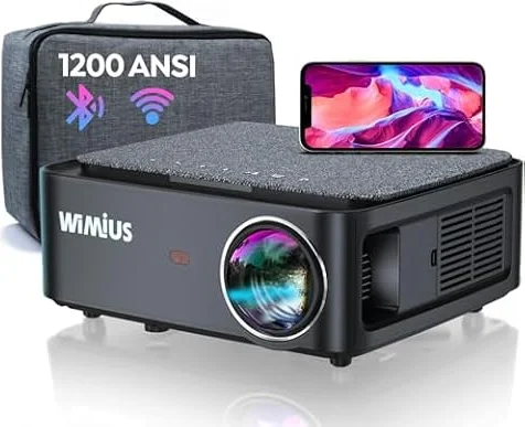 Beamer, Full HD 1080P 1200 ANSI Lumen 5G WiFi Bluetooth Beamer Heimkino 4K Unterstützung, LED Video Outdoor 300 '' Display, kompatibel mit Fire Stick,Smartphone,PS5 Projektor