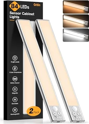 Gritin 26cm Schrankbeleuchtung Unterbauleuchte Küche Motion-Sensor, 2 Stück