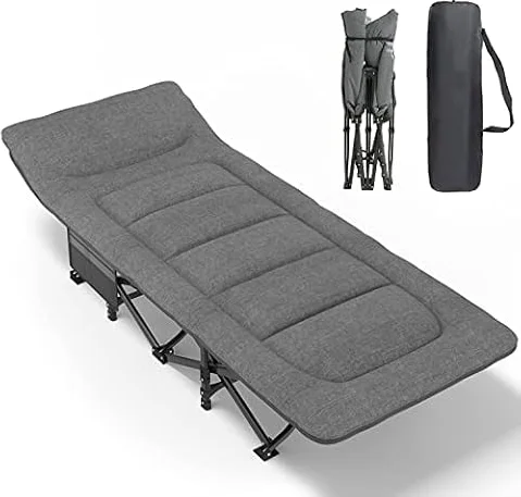 ATORPOK SHOP Campingbett feldbett klappbar, Faltbar Gästebett bis 200 kg für, Indoor, Outdoor, Strand und Garten (grau)