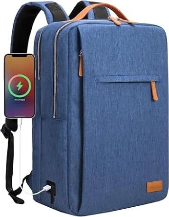 Hp hope Laptop Rucksack Business Rucksack Damen, Rucksäcke Herren 15,6 Zoll Laptop, 22L Handgepäck Reisetasche mit USB-Anschluss, Wasserdicht Backpack Reisen Arbeit Flugzeug Blau