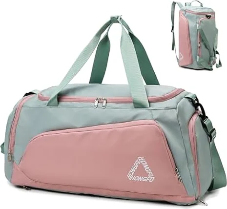 Suweir Sporttasche Damen 45L Reisetasche mit Schuhfach Nassfach Wasserdicht Weekender Travel Gym Duffle Bag mit Rucksack Schwimmtasche Trainingstasche Badetasche für Fitness, Sport, Reisen