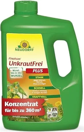 Neudorff Finalsan UnkrautFrei Plus – Kraftvoller, schnell wirkender Unkrautvernichter, der bis in die Wurzel wirkt. Konzentrat für 360 m², 2 Liter