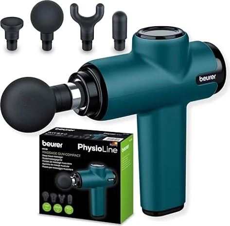 Beurer MG 99 Massagepistole, handliche Massage Gun mit 4 Aufsätzen, kraftvolle Triggerpunktmassage, Lockerung von Verspannungen, kompaktes Muskelmassagegerät mit 5 Intensitätsstufen & Akku