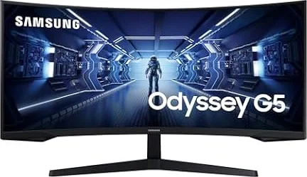 Samsung Gaming Monitor G5 C34G55TWWP, 34 Zoll, VA-Panel, UWQHD-Auflösung, AMD FreeSync Premium, Krümmung 1000R, Bildwiederholrate 165 Hz, Reaktionszeit 1 ms (MPRT), schwarz