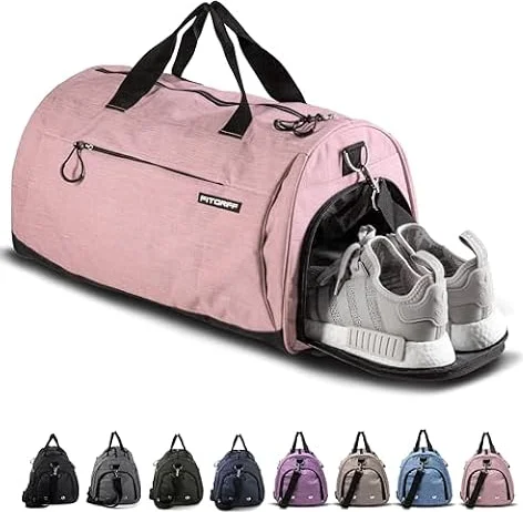 Fitgriff® Sporttasche & Reisetasche für Damen und Herren - mit Schuhfach & Nassfach - Tasche für Sport, Fitness & Reisen - Trainingstasche, Gym Bag (Pink, 48 x 26 x 25 cm (Small))