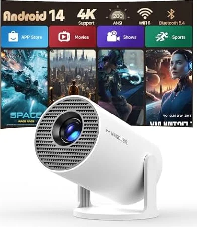 Magcubic Mini Beamer Projektor 4K Unterstützt Android 14, WiFi 6 BT 5.4
