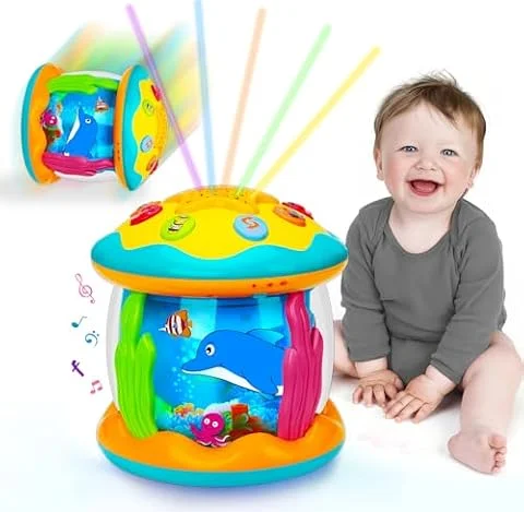 Baby Spielzeug ab 1 2 Jahr mit Musik & Licht, Musikalische Montessori Babyspielzeug ab 6 9 12 18 Monate, Krabbeln Lernen Sensorisches Kinderspielzeug Geburtstag Geschenk 1 2 Jahr Mädchen Junge