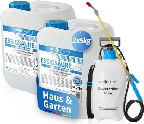 Nanoprotect 10 kg Essigsäure 49,9% + Drucksprüher - Reiniger & Entkalker
