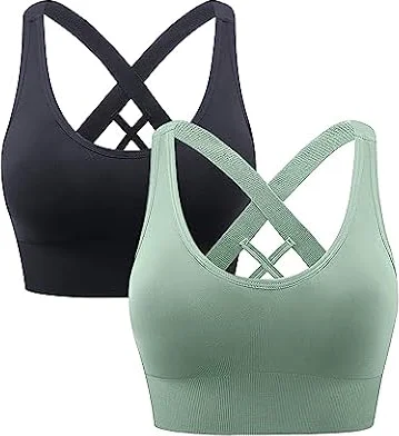 Heersan Damen Sport BH Starker Halt, Push-up Yoga BHS, ohne Bügel Sport Bra