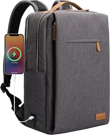 Hp hope Laptop Rucksack Business Rucksack Damen, Rucksäcke Herren 15,6 Zoll Laptop, 22L Handgepäck Reisetasche mit USB-Anschluss, Wasserdicht Backpack Reisen Arbeit Flugzeug Grau
