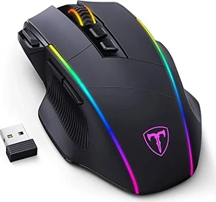 Gaming Maus Kabellose RGB, 2.4G/USB-C/Bluetooth, Wireless Ergonomische Maus