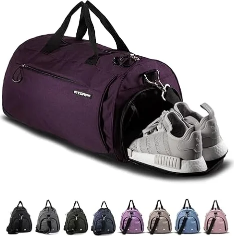 Fitgriff® Sporttasche & Reisetasche für Damen und Herren - mit Schuhfach & Nassfach - Tasche für Sport, Fitness & Reisen - Trainingstasche, Gym Bag (Mulberry, 48 x 26 x 25 cm (Small))
