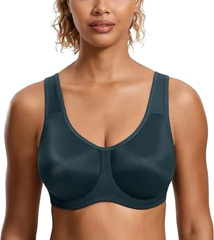SYROKAN Damen Sport BH Starker Halt Wald Dunkelgrün 90D