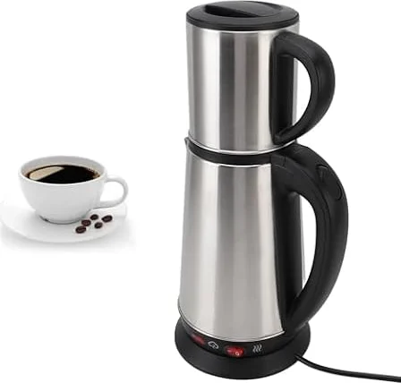 Elektrische Türkische Wasserkocher -Set Elektrische Kessel Kessel Edelstahl Tee Maker Teekessel Kaffeekessel Wasserkocher Coffeepot Wassertopf Teekanne Türkische Teekanne für Zuhause (EU-Stecker 220V)
