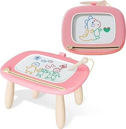 Kikidex Kleinkinder Spielzeug Alter 1-3, Magnetisch Zaubertafel, Mädchen Spielzeug für 1-2 Jahre, Magic Painting Board Lernspielzeug für 1 2 3 Jahre Baby Kinder, Geburtstag Geschenk (Rosa)