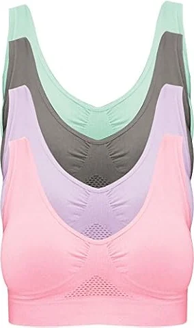 Pretty Seamless BH ohne Bügel Nahtloser Sport BH im 4er Pack für Sport Freizeit und Beruf