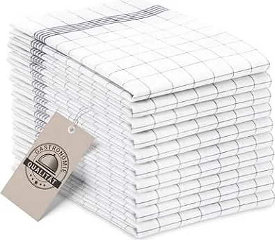 ZOLLNER 10er Set Geschirrtücher Baumwolle in 50x70 cm - super saugstarke und langlebige Küchentücher - waschbar bis 95°C – in grau weiß kariert - Gastronomiequalität - Oeko Tex® Zertifiziert