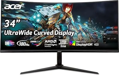 Acer Nitro XZ342CUV3 Gaming Monitor 34 Zoll (86,4 cm), UWQHD, 180Hz, Curved