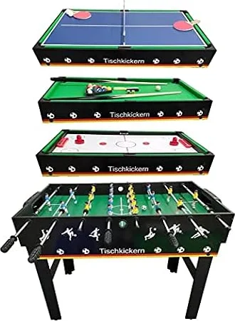 Izzy Multifunktionstisch 4 in 1, mit Zubehör, Tischfußball, Billardtisch, Tischtennis, Speed-Hockey, Billard und Ping-Pong - (123L x 82,5B x 57,8H cm)