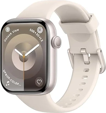 AcclaFit Smartwatch Damen Herren, 1,85" HD Touch Fitnessuhr mit Telefonfunktion, 140+Sportmodi Smart Watch Fitness Tracker mit Pulsmesser Schlafmonitor Schrittzähler,IP68 Fitnessuhr für iOS Starlight