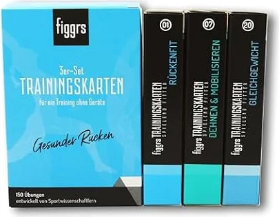 figgrs® 3er-Set "Gesunder Rücken OHNE Gerät" - 3 Kartensets a 57 Trainingskarten mit 150 Fitnessübungen für einen starken & gesunden Rücken