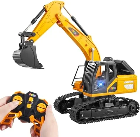 JOYIN Ferngesteuertes Bagger Spielzeug für ab 3 4 5 6 7 8 9 Jahren Junge, 2,4 GHz Bagger RC Spielzeugautos mit Licht und Sound, Geburtstags Geschenk