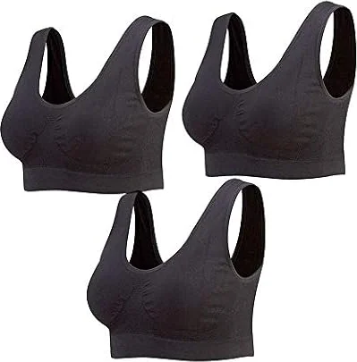 Lemef Damen Seamless Sport BH mit Merfarben Wohlfühl-BH, 3*schwarz, XL
