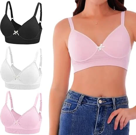 3er Pack Gepolsterte BHS ohne Bügel Damen Rückenfrei Bralettes Bügelloser T-Shirt BHS Sports Bra Yoga Bustier für Frauen Mädchen - M