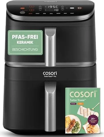 Cosori Airfryer, Turbo Tower Pro, 10,8L Dual Blaze Tech