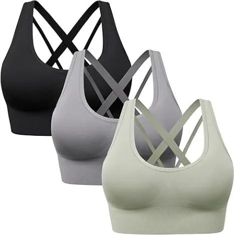 HBselect Sport BH Damen starker Halt Träger, Gekreuzt Rücken Cross Back BH