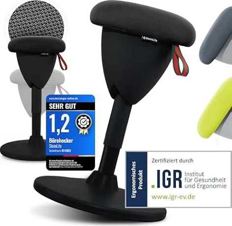SteinLife Bürohocker Ergonomisch [TESTSIEGER] Sitzhocker Höhenverstellbar
