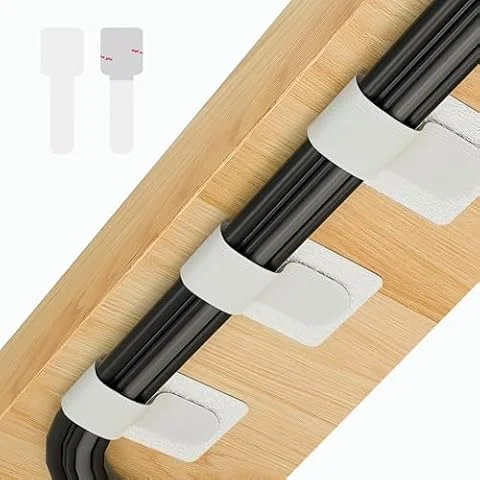 Abnii 50 Stück Kabelmanagement Schreibtisch, Kabelbinder Selbstklebend Weiß