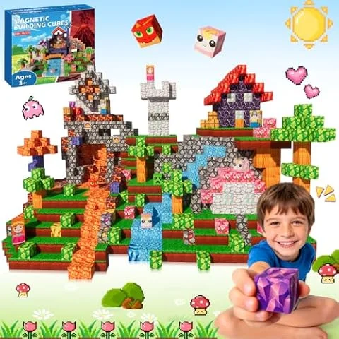 Magnetische Bausteine Magnetspielzeug 100 Teile Magnetische Bauwelt Halloween Spielzeug ab 3 Jahre alte Geschenk für Mädchen Junge 3 4 5 6 7 8 9 10 Jahre Kreativität Montessori Spielzeug Weihnachten