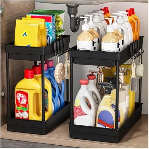 TidyTrove 2 Stück Küchen Organizer Unter Waschbecken Regal 31x33,5x16cm