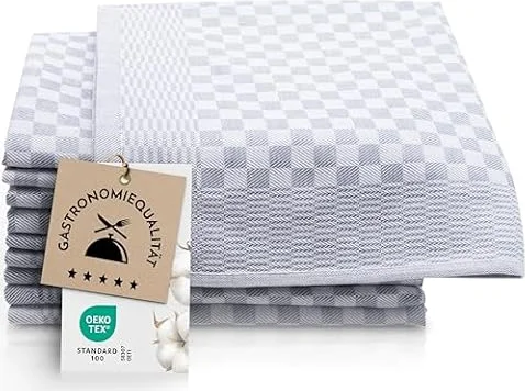 ZOLLNER 10er Set Geschirrtücher Baumwolle in 46x70 cm - super saugstarke und robuste Küchentücher – waschbar bis 60°C – in grau kariert - Gastronomiequalität - Oeko Tex® Zertifiziert