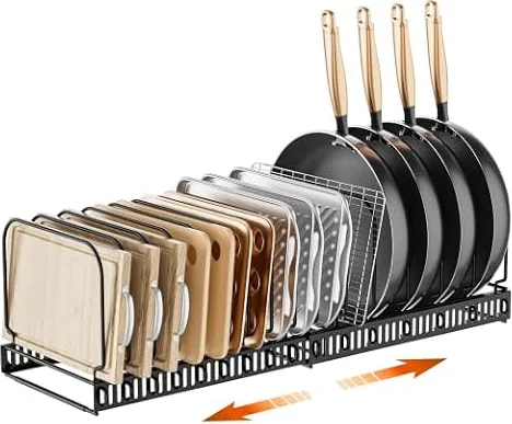 MUDEELA Topfdeckelhalter, 15 Fächer, erweiterbar, Schwarz, Küchen Organizer
