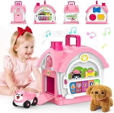 Spielzeug für 1 2 jährige Mädchen: Montessori-Spielzeug für 1 Jahr alt, 6 in 1 Multi-Funktions-Aktivität Haus Baby-Spielzeug mit Auto/Musik, Geburtstagsgeschenke für 1 2 Jahre alte Mädchen Kind