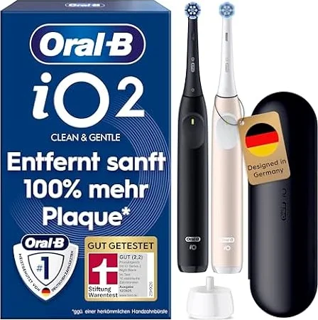 Oral-B iO Series 2 Elektrische Zahnbürste, Doppelpack, Schwarz/Pink